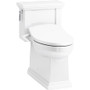 Kohler Tresham 1-Piece 1.28 GPF Elongated Toilet with Puretide Manual Bidet Toilet Seat - White