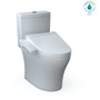 TOTO Aquia IV 0.9 / 1.28 GPF Dual Flush Two Piece Elongated Chair Height Toilet with Push Button Flush - Bidet Seat Included -Cotton