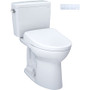 TOTO Drake 1.6 GPF Two Piece Elongated Chair Height Toilet with Washlet+ S7 Heated Bidet Seat, Tornado Flush, CEFIONTECT, EWATER+, PREMIST, and Night Light - Cotton