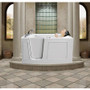 MediTub 60" Fiberglass Air / Whirlpool Walk In Tub for Alcove Installations with Right Drain, Drain Assembly, and Overflow - White