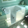 MediTub 60" Fiberglass Whirlpool Walk In Tub for Alcove Installations with Left Drain, Drain Assembly, and Overflow - White
