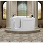 MediTub 60" Fiberglass Soaking Walk In Tub for Alcove Installations with Left Drain, Drain Assembly, and Overflow White