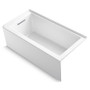 Kohler Underscore 60" Soaking Bathtub for Three Wall Alcove Installation with Left Hand Drain- White