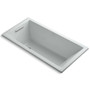 Kohler Underscore Collection 60" Drop In Deep Soaker Bath Tub with Slotted Overflow and Reversible Drain Ice Grey
