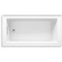 Kohler Underscore 60" Acrylic Soaking Bathtub for Three Wall Alcove Installation with Left Drain, Integral Apron, Flange and Overflow White