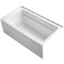 Kohler Archer Collection 60" Three Wall Alcove Soaker Bath Tub with Armrests, Lumbar Support and Right Drain - White