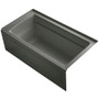 Kohler Archer Collection 60" Three Wall Alcove Soaker Bath Tub with Armrests, Lumbar Support and Right Drain - Thunder Grey