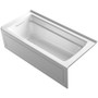 Kohler Archer 66" ExoCrylic Three-Wall Alcove Soaking Tub with Left Drain and Comfort Depth Design - White