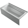 Kohler Archer 66" ExoCrylic Three-Wall Alcove Soaking Tub with Left Drain and Comfort Depth Design - Ice Grey