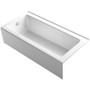 Kohler Bellwether Bath Tub 66" L x 32" W Cast Iron Soaking for Three Wall Alcove Installations with Integral Apron and Left Drain - White