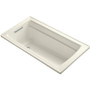 Kohler Archer Collection 60" Drop In Soaker Bath Tub with Armrests, Lumbar Support and Reversible Drain - Biscuit
