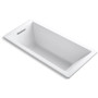 Kohler Underscore 66" x 32" Drop In Soaking Bath Tub with Reversible Drain, Molded Lumbar Support, and Slotted Overflow - White