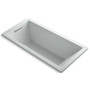 Kohler Underscore 66" x 32" Drop In Soaking Bath Tub with Reversible Drain, Molded Lumbar Support, and Slotted Overflow - Ice Grey