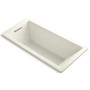 Kohler Underscore 66" x 32" Drop In Soaking Bath Tub with Reversible Drain, Molded Lumbar Support, and Slotted Overflow - Biscuit