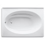 Kohler Windward Collection 60" Three Wall Alcove Soaking Bath Tub with Left Hand Drain - White