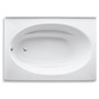 Kohler Windward Collection 60" Three Wall Alcove Soaking Bath Tub with Left Hand Drain - White