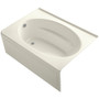 Kohler Windward Collection 60" Three Wall Alcove Soaking Bath Tub with Left Hand Drain - Biscuit
