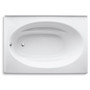 Kohler Windward Collection 60" Three Wall Alcove Soaking Bath Tub with Left Hand Drain - Biscuit