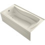 Kohler Mariposa Collection 72" Three Wall Alcove Soaking Bath Tub with Left Hand Drain, Apron Front and Integral Tile Flange - Biscuit