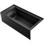 Kohler Archer 66" ExoCrylic Three-Wall Alcove Soaking Tub with Right Drain and Comfort Depth Design - Black Black