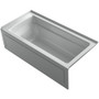 Kohler Archer 66" ExoCrylic Three-Wall Alcove Soaking Tub with Right Drain and Comfort Depth Design - Ice Grey