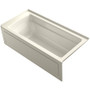 Kohler Archer 66" ExoCrylic Three-Wall Alcove Soaking Tub with Right Drain and Comfort Depth Design - Biscuit