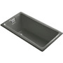 Kohler Tea-For-Two 60" Drop In/Three Wall Alcove/Undermount Cast Iron Soaking Tub with Reversible Drain and Overflow - Thunder Grey