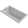 Kohler Tea-For-Two 60" Drop In/Three Wall Alcove/Undermount Cast Iron Soaking Tub with Reversible Drain and Overflow - Ice Grey