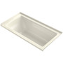 Kohler Archer 60" ExoCrylic Soaking Bathtub for Alcove Installations with Right Hand Drain - Biscuit