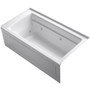 Kohler Archer Collection 60" Three Wall Alcove Jetted Whirlpool Bath Tub with Right Side Drain - White