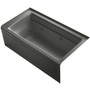 Kohler Archer Collection 60" Three Wall Alcove Jetted Whirlpool Bath Tub with Right Side Drain - Thunder Grey