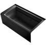 Kohler Archer Collection 60" Three Wall Alcove Jetted Whirlpool Bath Tub with Right Side Drain - Black