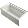 Kohler Archer Collection 60" Three Wall Alcove Jetted Whirlpool Bath Tub with Right Side Drain - Dune