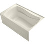 Kohler Mariposa Collection 60" Three Wall Alcove Soaking Bath Tub with Right Hand Drain, Apron, Tile Flange and Textured Bottom - Biscuit