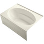 Kohler Windward Collection 60" Three Wall Alcove Soaking Bath Tub with Right Hand Drain - Biscuit