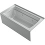 Kohler Archer 60" Three Wall Alcove Acrylic Air/Whirlpool Tub with Left Drain and Overflow - Comfort Depth Design - Ice Grey