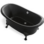 Kohler Artifacts 66" Free Standing Cast Iron Soaking Tub with Center Drain - Claw Feet Sold Separately - Black / Black