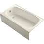 Kohler Seaforth Collection 54" Three Wall Alcove Seaforth Bath Tub with Left Hand Drain - Biscuit