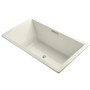 Kohler Underscore Rectangle 72" Drop In Acrylic Air Tub with Center Drain and Overflow - Biscuit