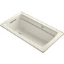 Kohler Archer 60" Drop In Acrylic Air Tub with Reversible Drain and Overflow - Comfort Depth Design - Biscuit