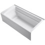 Kohler Archer 72" Alcove Soaking Bath Tub with Bask Heating and Right Drain - White