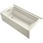 Kohler Archer 72" Alcove Soaking Bath Tub with Bask Heating and Left Drain - Biscuit