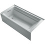 Kohler Archer 72" Alcove Soaking Bath Tub with Bask Heating and Left Drain - Ice Grey