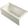 Kohler Archer 60" Three Wall Alcove Jetted Whirlpool Bath Tub - Right Drain Biscuit