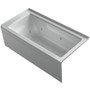 Kohler Archer 60" Three Wall Alcove Jetted Whirlpool Bath Tub - Right Drain Ice Grey