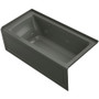 Kohler Archer 60" Three Wall Alcove Jetted Whirlpool Bath Tub - Right Drain Thunder Grey