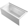 Kohler Archer 60" Three Wall Alcove Jetted Whirlpool Bath Tub - Right Drain White