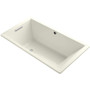 Kohler Underscore Rectangle 66" Drop In Acrylic Air Tub with Reversible Drain and Overflow - Biscuit