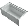 Kohler Archer 60" Three Wall Alcove Acrylic Air Tub with Right Drain and Overflow - Comfort Depth Design - Ice Grey