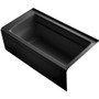 Kohler Archer 60" Three Wall Alcove Acrylic Air Tub with Right Drain and Overflow - Comfort Depth Design - Black Black